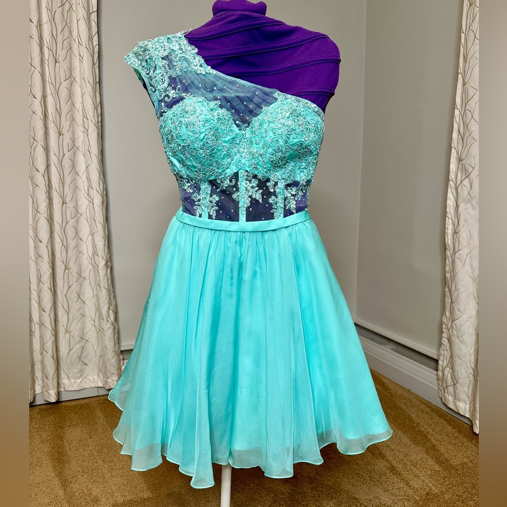 Asymmetrical Lace & Jewel Dress